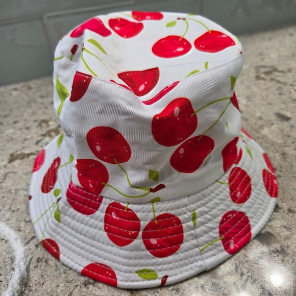 Cherry Bucket Hat Cute Summer Sun Hat Funky‎ Festival Fashion - Picture 7 of 7